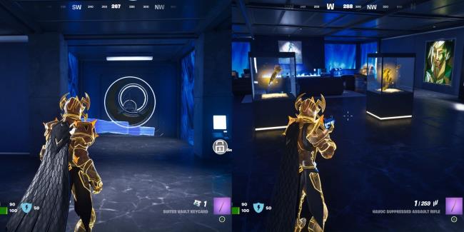 A view outside and inside the Vault at Sanguine Suites in C4S4 Fortnite