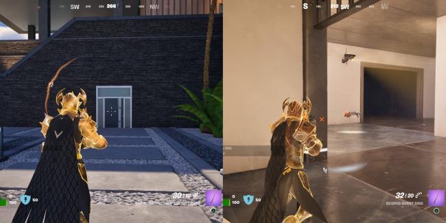A view outside and inside the West door entrance of Eclipsed Estate in C4S4 Fortnite