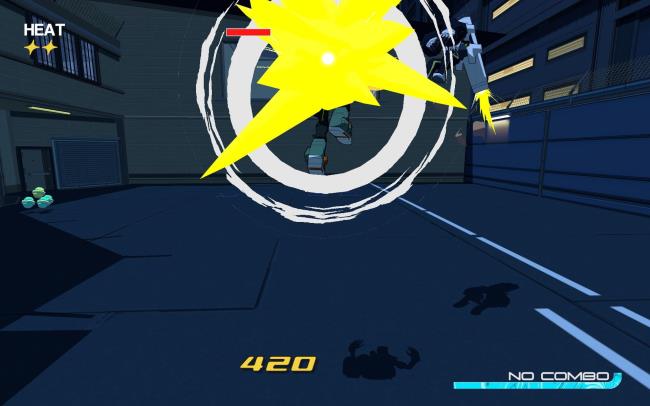 Faux performing an air attack to attack an enemy in Bomb Rush Cyberfunk.